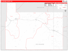 Rio Grande County, CO Digital Map Red Line Style